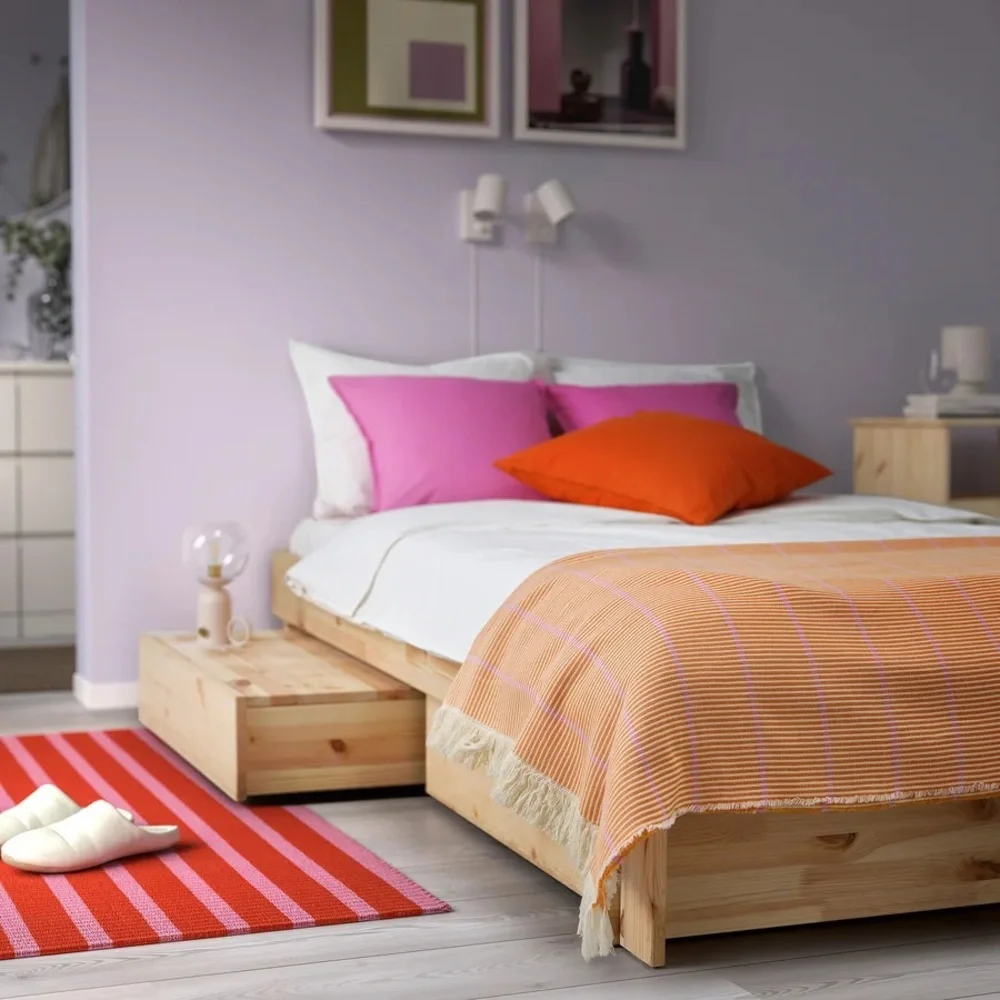 100% Cotton Striped Orange and Pink Throw Blanket
